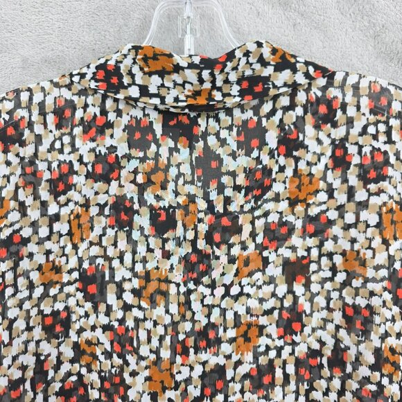 Lane Bryant Sleeveless Button Front Top 24 Black Brown Collared Sheer Split Back - Picture 8 of 11